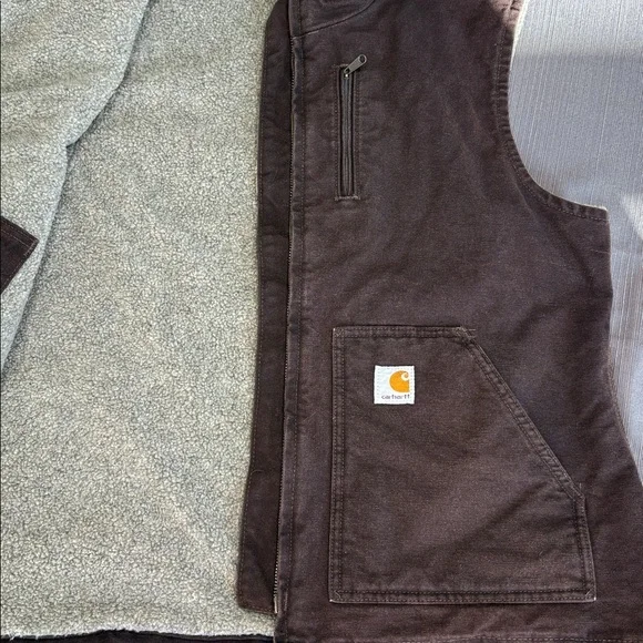 EUC Carhartt Washed Duck Sherpa-Lined Mock-Neck Relaxed-Fit Vest- Women’s Large - Picture 11 of 12